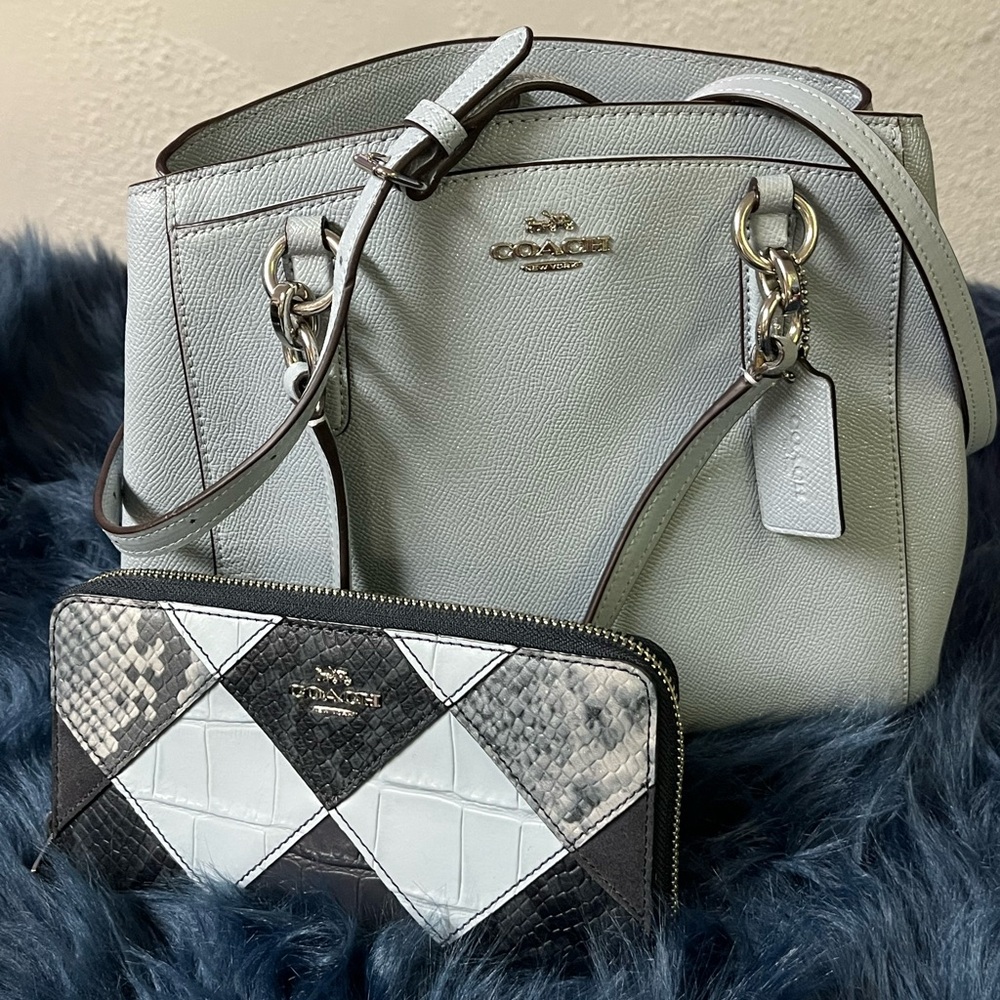 Coach Minetta Satchel in blue/ gray